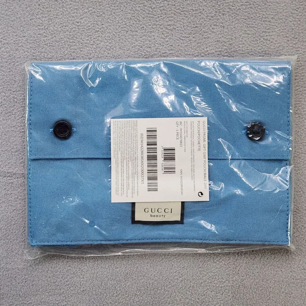 NEW Gucci Beauty Male Gift Toiletry‎ Makeup Storage Pouch Trousse Blue